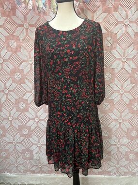 Calvin Klein Floral Chiffon Dress – Size 12